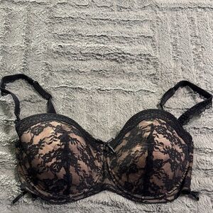 Adore Me Black and Tan Lace Bra